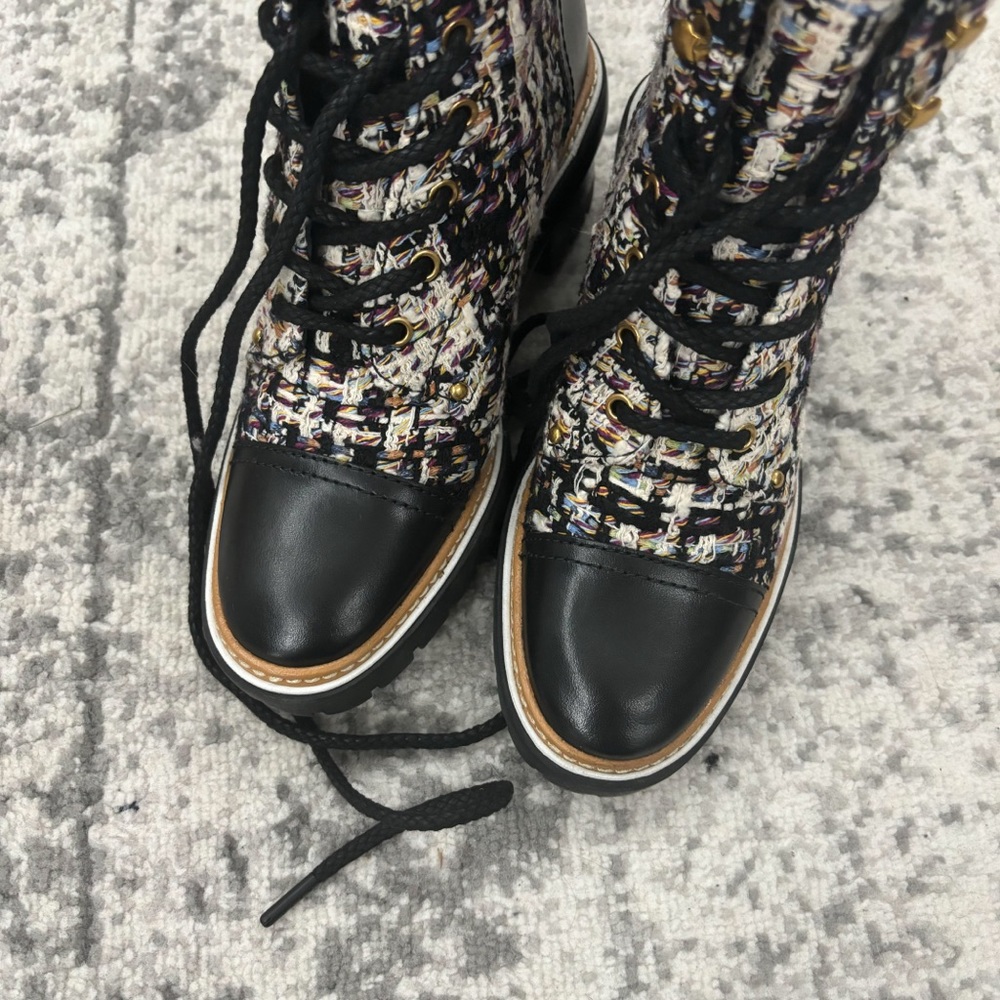 NWB Tory Burch Miller Tweed Lace Up Boot - Picture 13 of 16